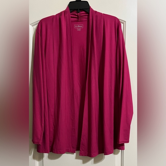 L.L. Bean Sweaters - L.L. Bean Women's SOFT Long Open Magenta Cardigan Sweater Size Large